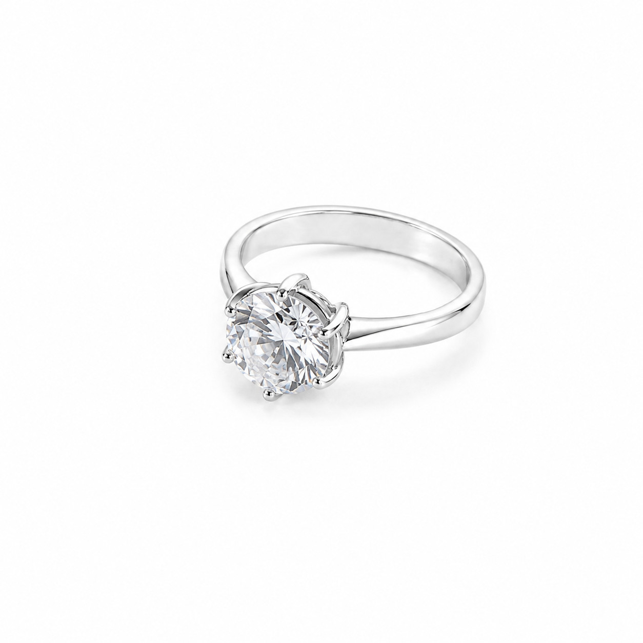 Elegant Fine White Cz (Cubic Zirconia) 925 Sterling Silver Round Ring US#6 1/4
