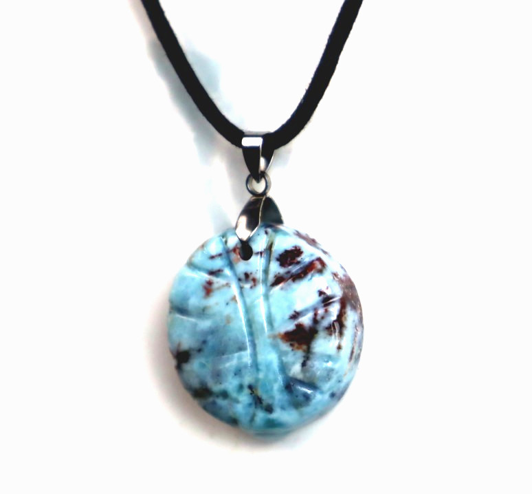 Charming Design Natural Ocean Blue Larimar Necklace adjustable free cord