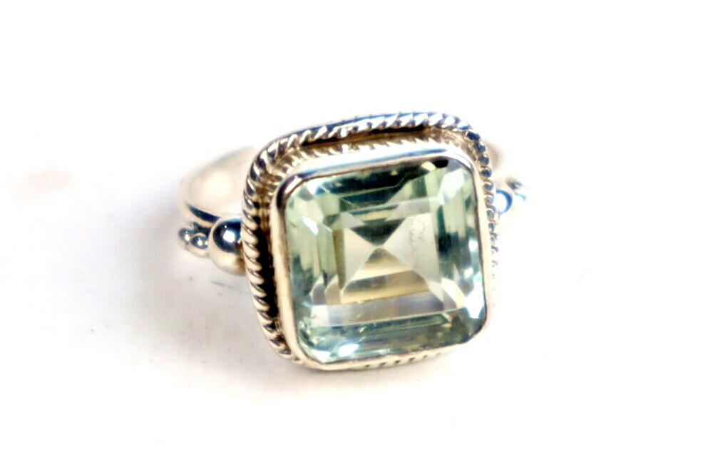 Prettily Clear White Tourmaline .925 Sterling Silver Ring  #6.5 free resizing