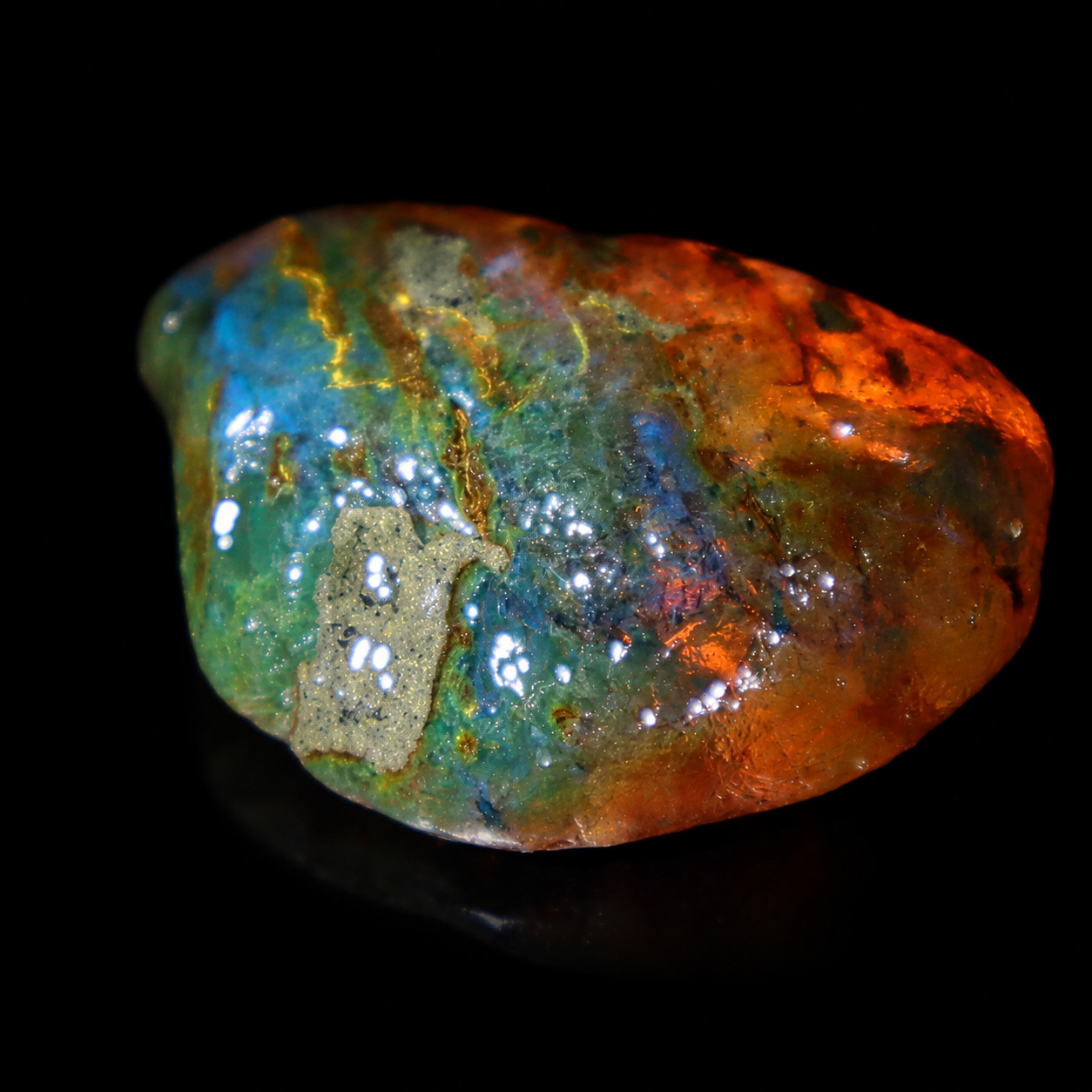 Natural Multicolor Blue Dominican Amber Rough Specimen Chunk 59mm 24.4g