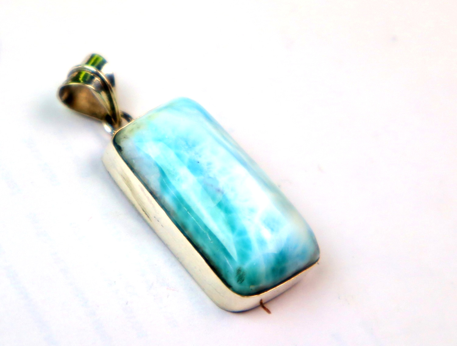 Impressive Natural Light Blue Larimar .925 Sterling Silver Pendant 42mm