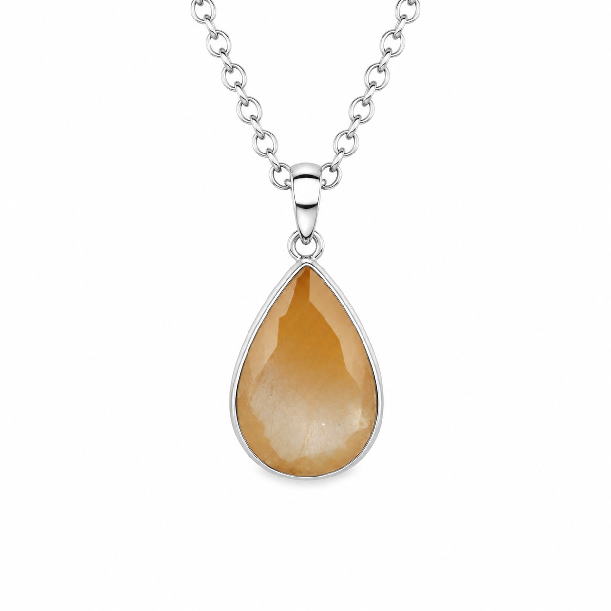 Polished Statement Yellow Quartz 925 Sterling Silver Teardrop Pendant 52mm