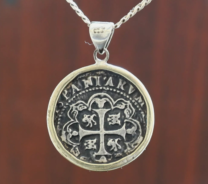 BIGGEST 2" Urca de Lima SPAIN COLONIAL COIN solid STERLING SILVER Pendant 46mm