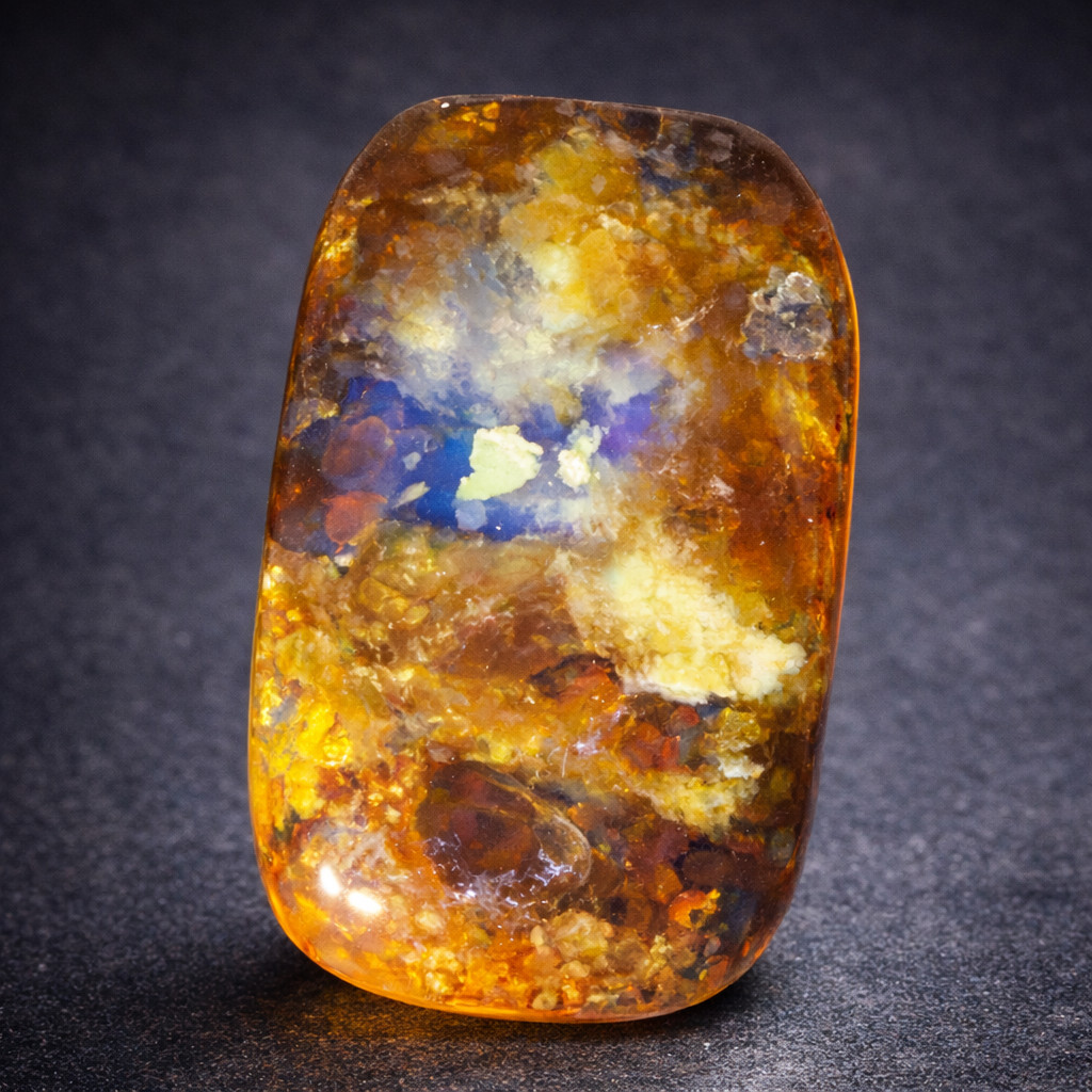Natural Dominican Translucent Sky Blue Butterscotch Amber Polished Stone 17mm
