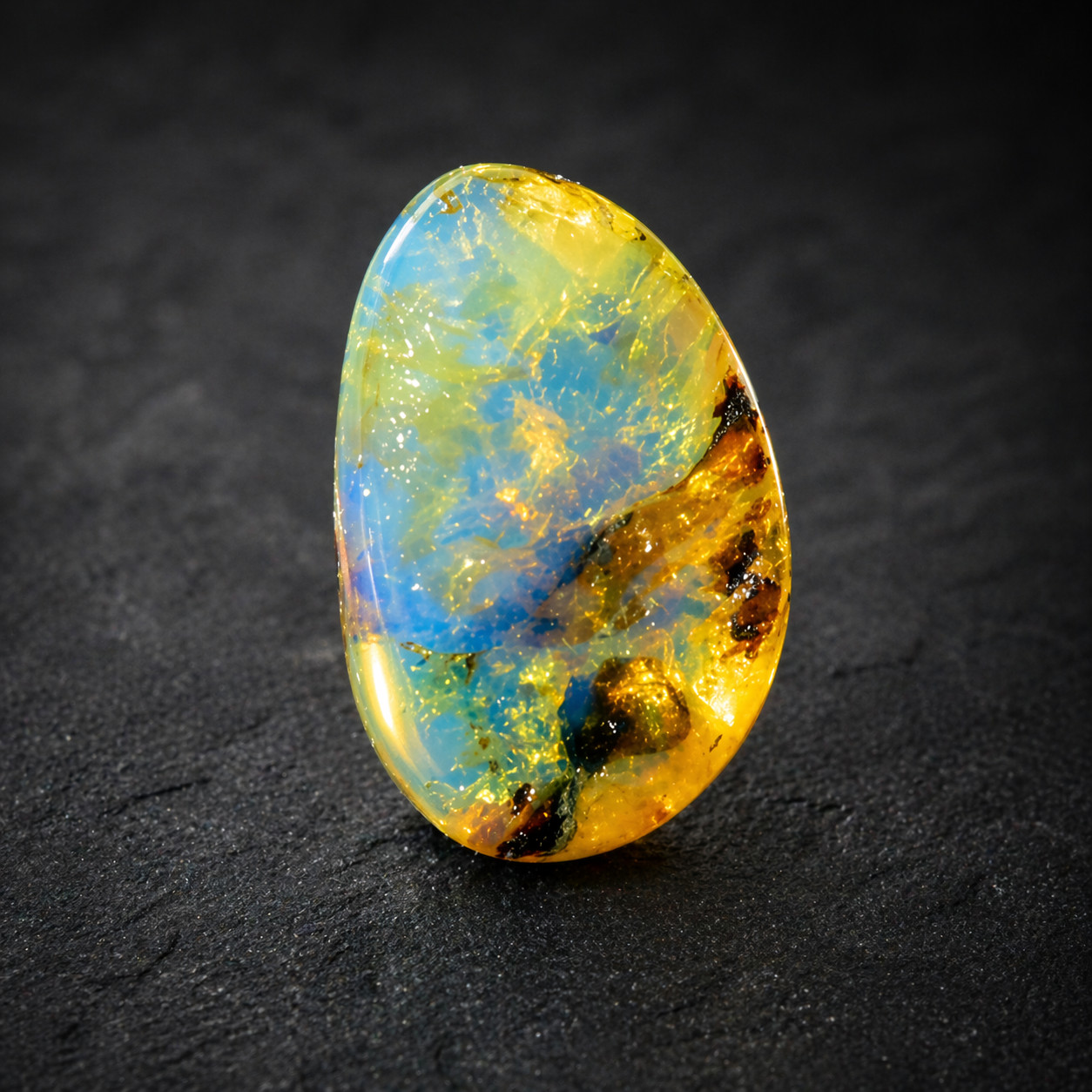 Charming Dominican Clear Sky Blue Amber Polished Stone 17mm FREE DRILLING