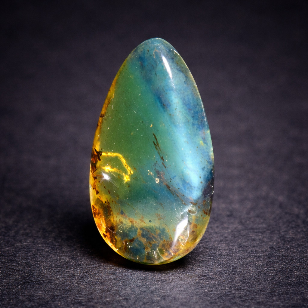 Charming Design Natural Dominican Clear Green Blue Amber Polished Stone 23mm