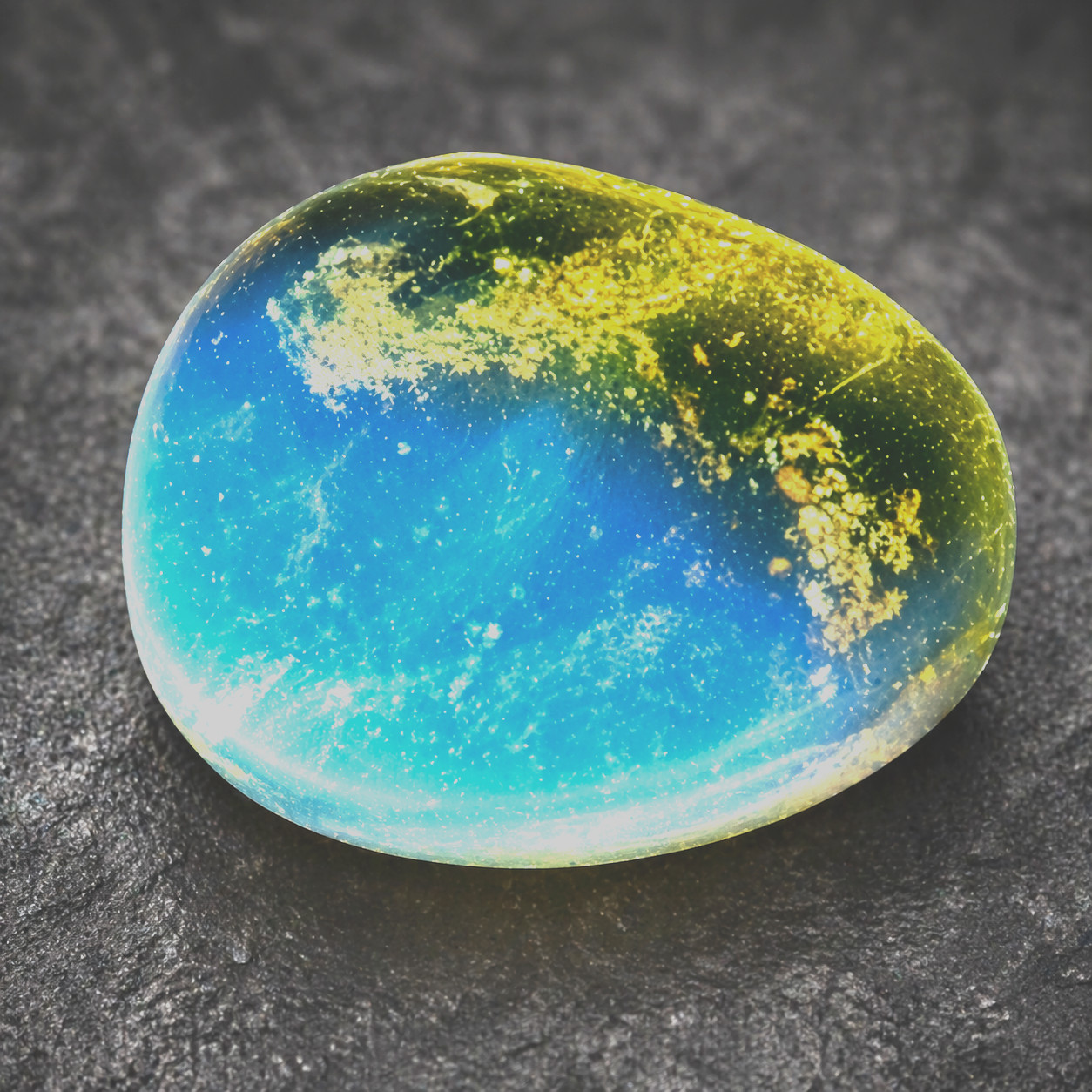 Handcrafted Natural Dominican Blue Amber Polished Stone 10mm  free drilling