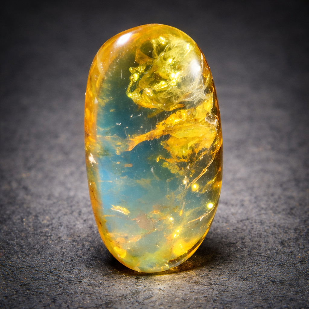 Beautiful Natural Dominican Translucent Light Blue Amber Polished Stone 26mm