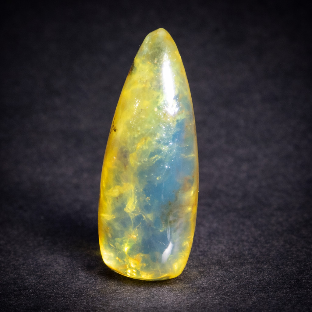 Natural Dominican Clear Light Blue Amber Polished Stone 23mm FREE DRILLING