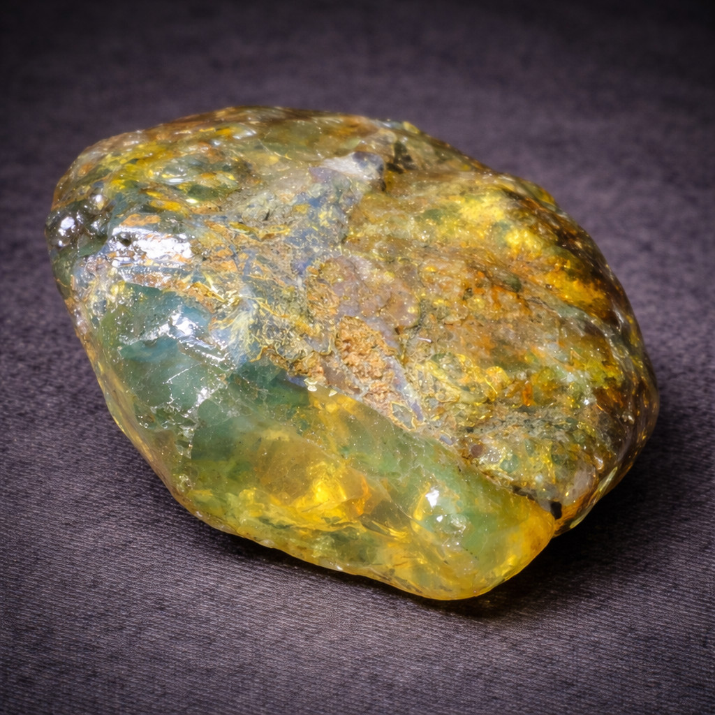 Finest Natural Dom. Crystal Clear Yellow Green Amber Rough Specimen 43mm 18.6g