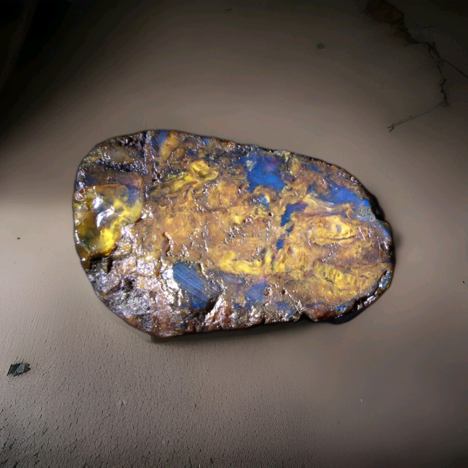 Natural Translucent Blue Butterscotch Amber Slab Slice Specimen 50mm 12grams
