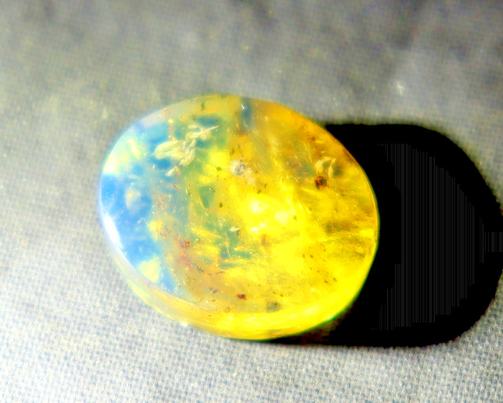 Beautiful Natural Translucent Sky Blue Amber Cabochon 15mm FREE DRILLING & Bail
