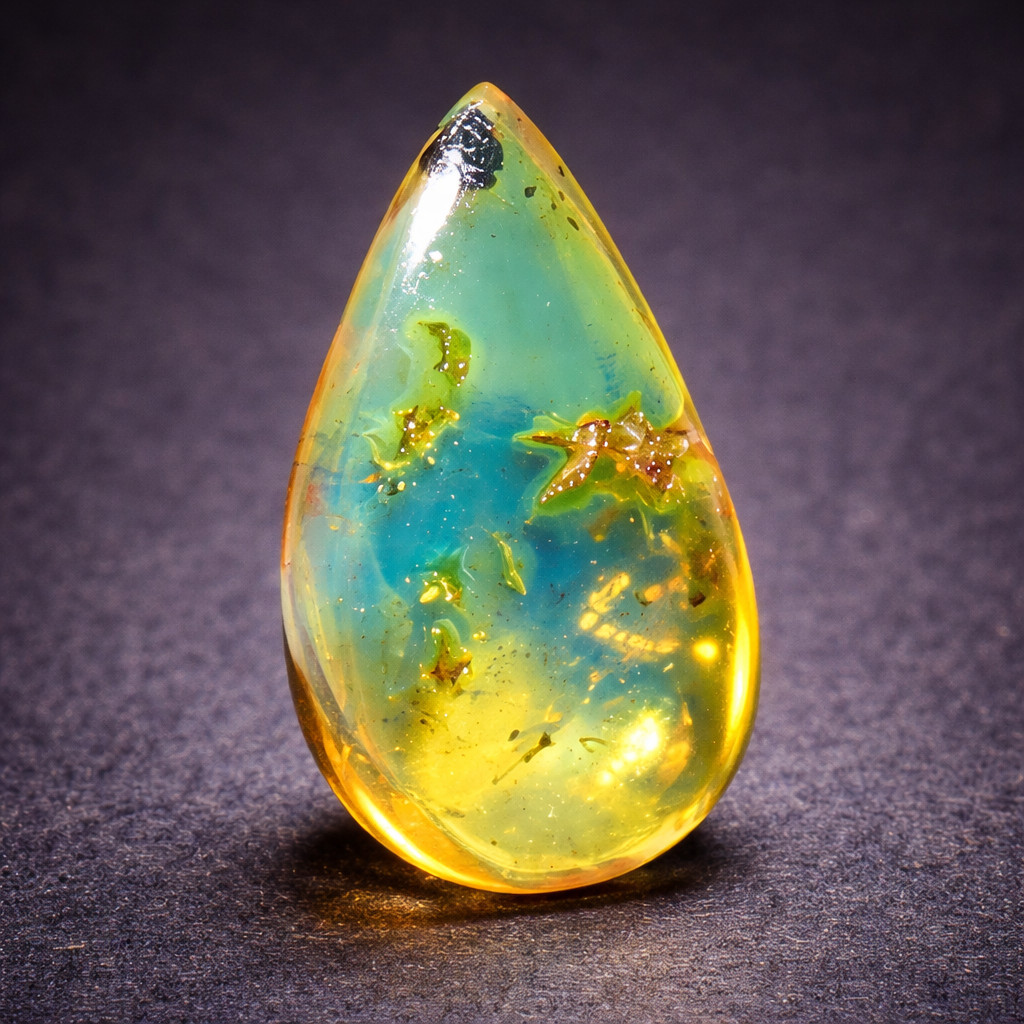 Beautiful Natural Dominican Clear Sky Blue Amber Polished Stone 22mm