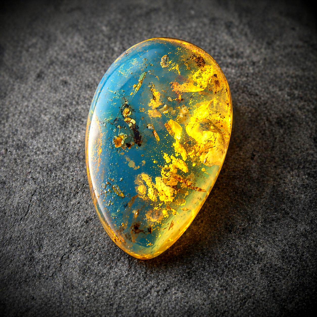 Prettily Inclusions Clear Sky Blue Amber Polished Stone 22mm free drilling