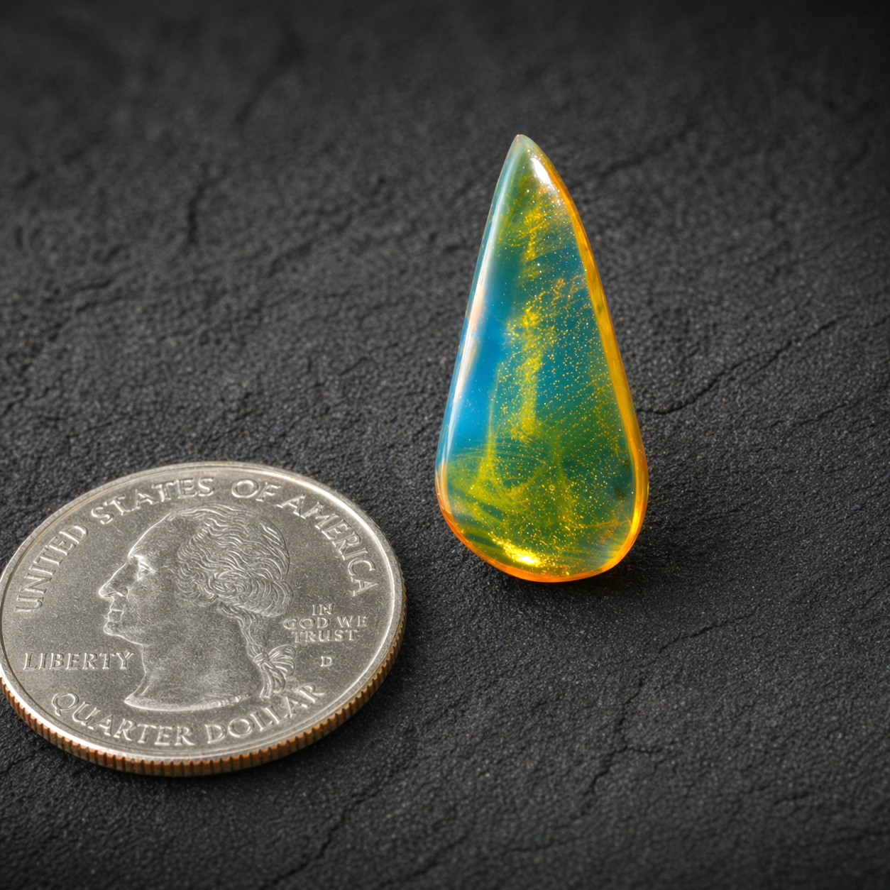 Charming Design Natural Dominican Clear Green Blue Amber Polished Stone 22mm