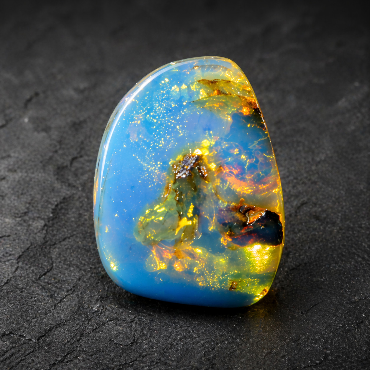 Beautiful Natural Dominican Clear Sky Blue Amber Polished Stone 18mm free drill
