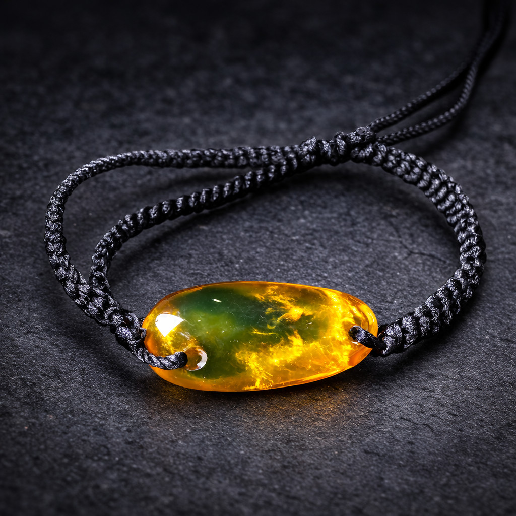 Beautiful Natural Clear Yellow Green Amber Bracelet adjustable