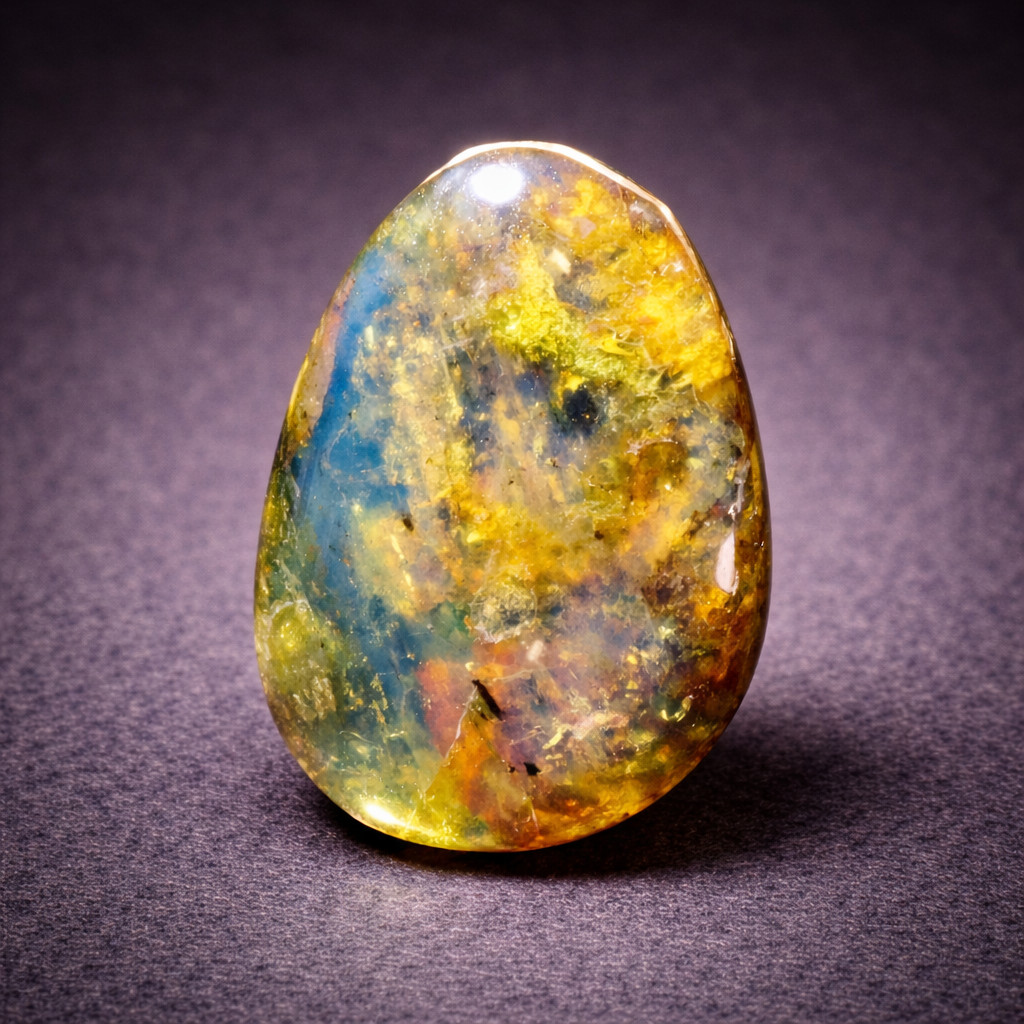 Beautiful Natural Dominican Translucent Yellow Blue Amber Polished Stone 18mm