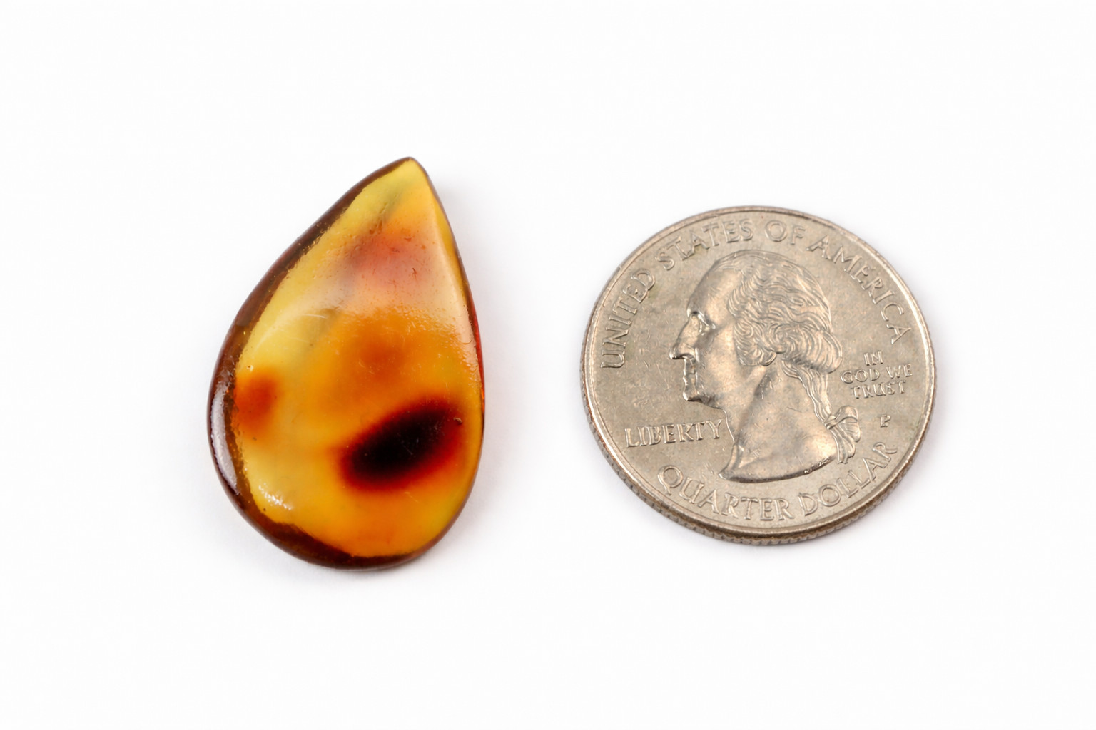 Finest Natural Dominican Clear Orange Amber Polished Stone 28mm
