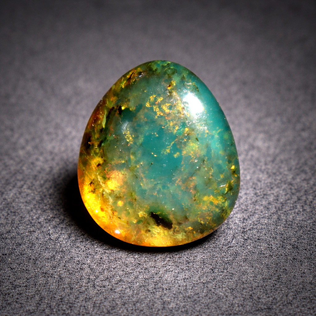 Charming Design Natural Dom. Translucent Ocean Blue Amber Polished Stone 20mm