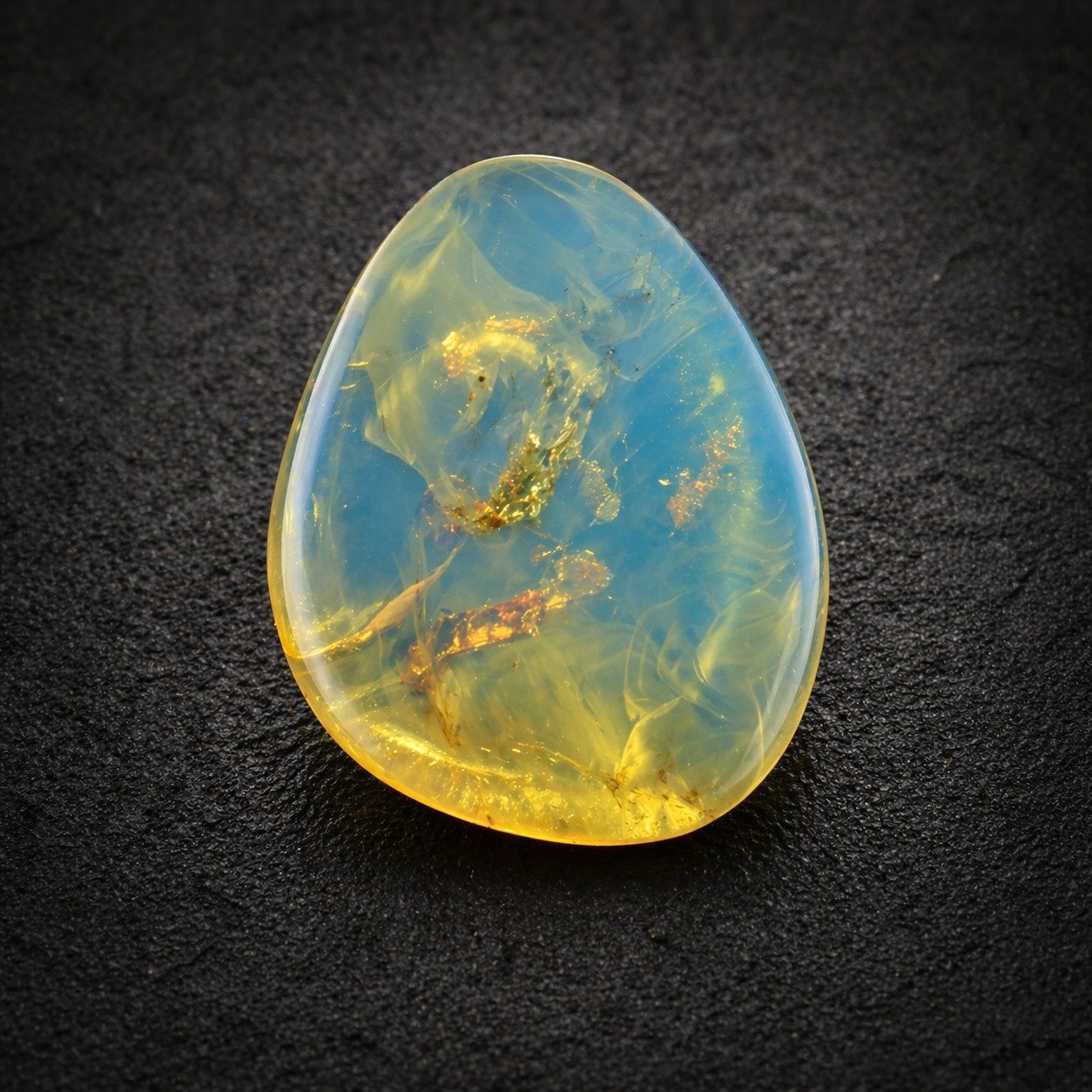 Lovely Natural Dominican Clear Deep Blue Amber Polished Stone 24mm