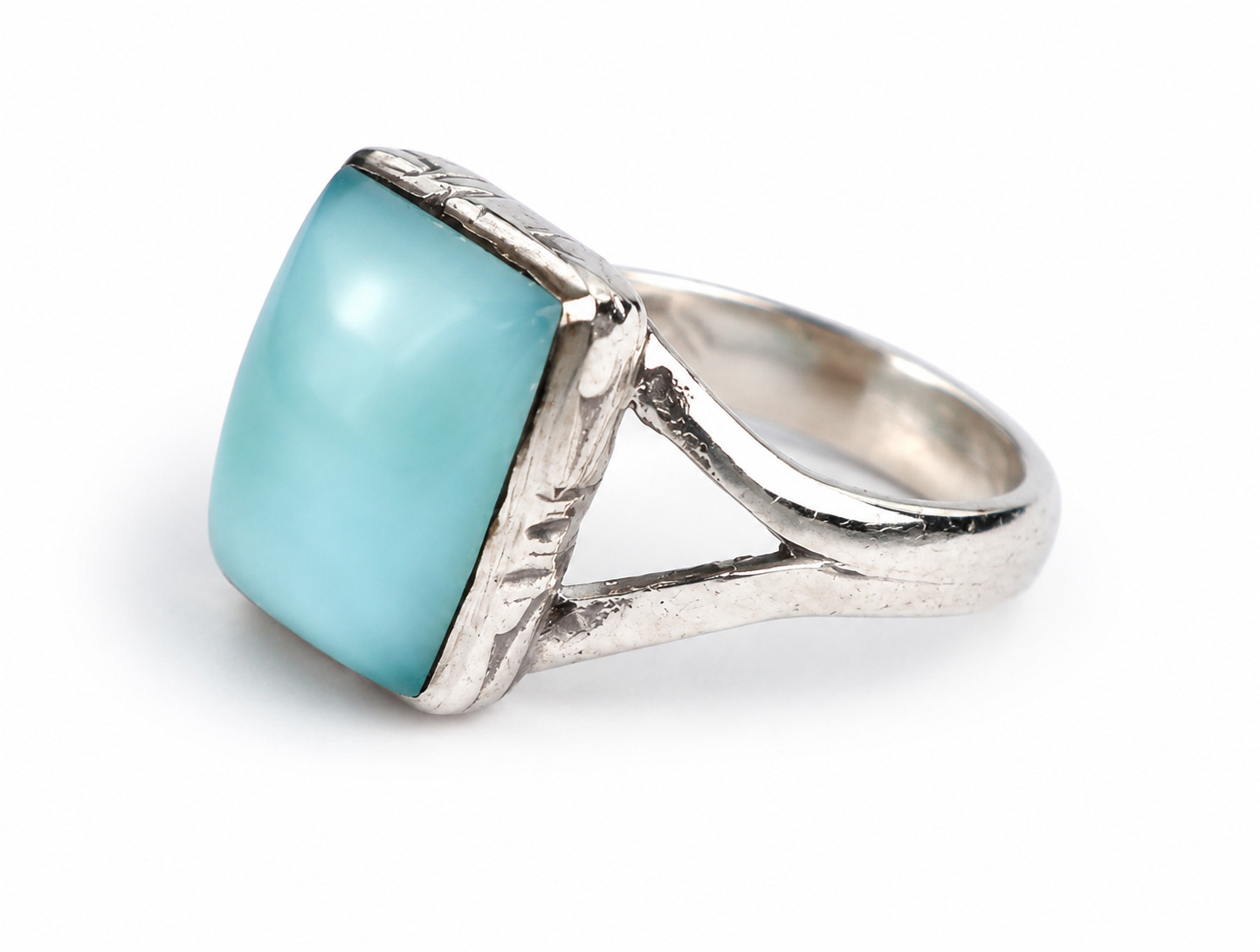 Exquisite Natural Sky Blue Larimar massive  .925 Sterling Silver Ring #6