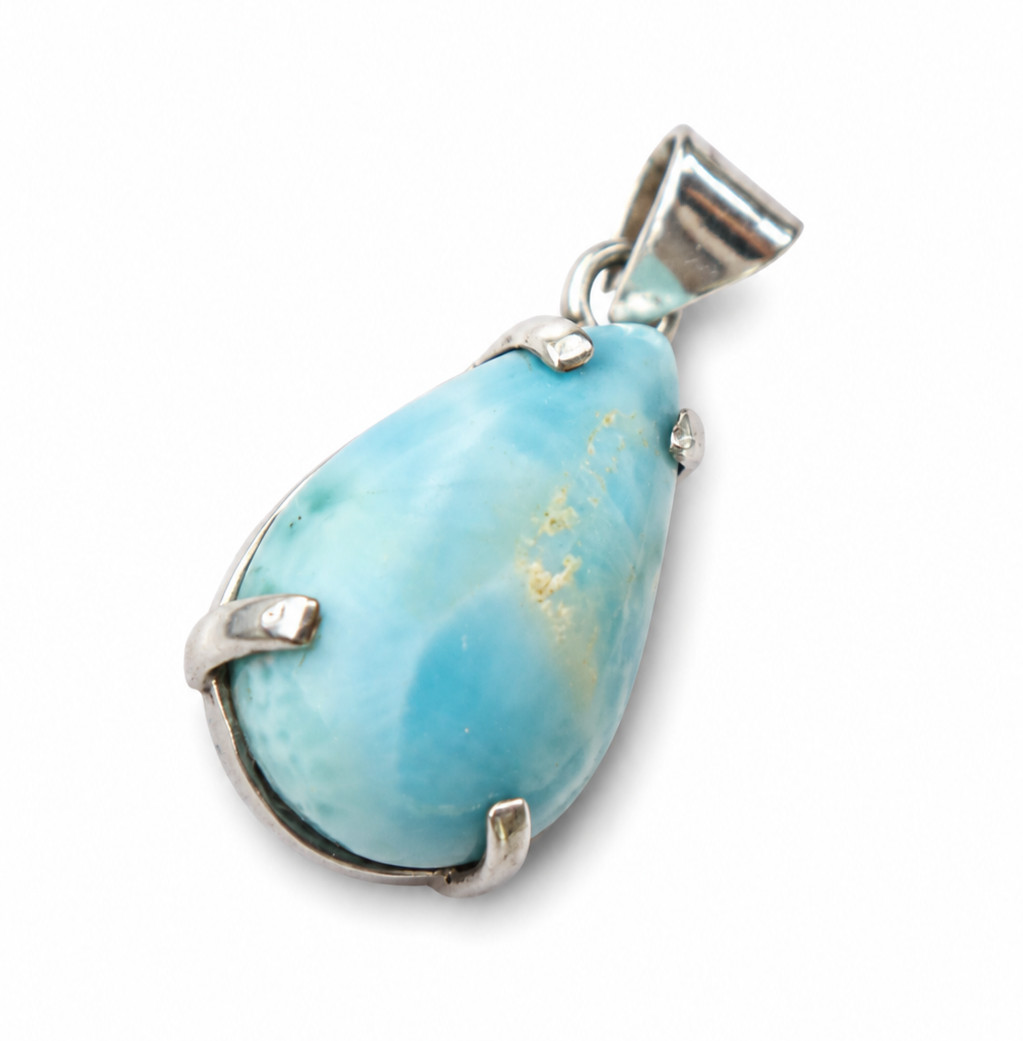 Genuine Beautiful Sky Blue 925 Sterling Silver Teardrop Pendant 32mm 6.1g