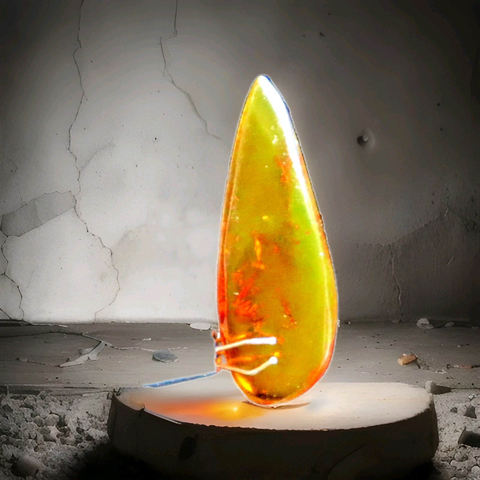 Charming Design Natural Dominican Clear Orange Green Amber Polished Stone 35mm