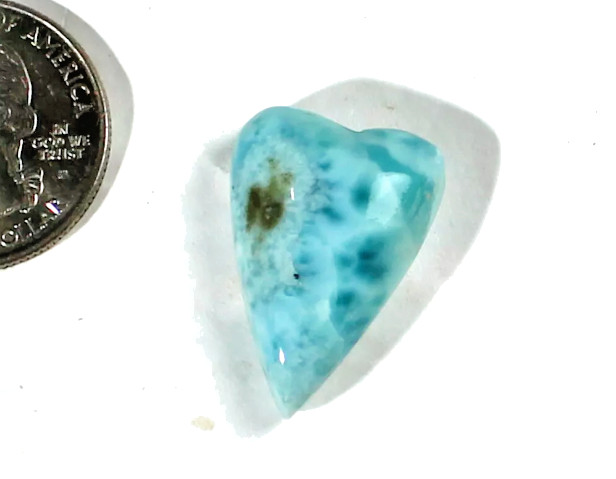 Handcrafted Dominican Natural Blue Heart Larimar Pendant Cabochon 25mm 10grams