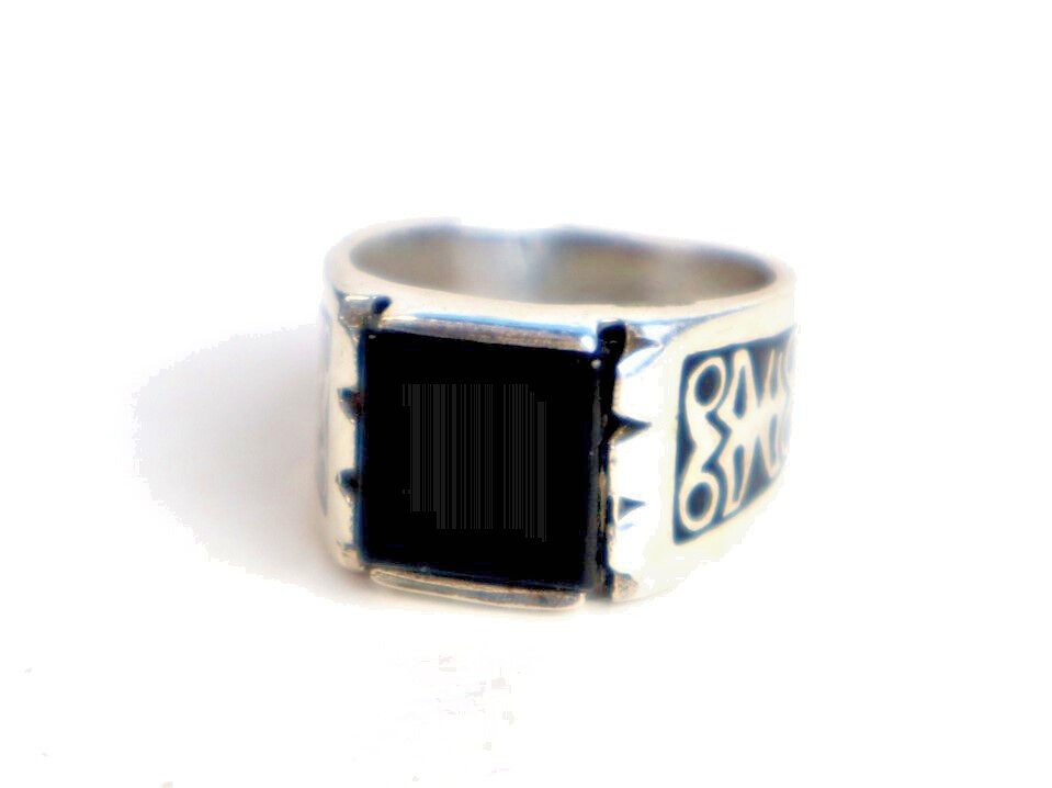 Excellent Opaque Deep Black Onyx .925 Sterling Silver Ring #6