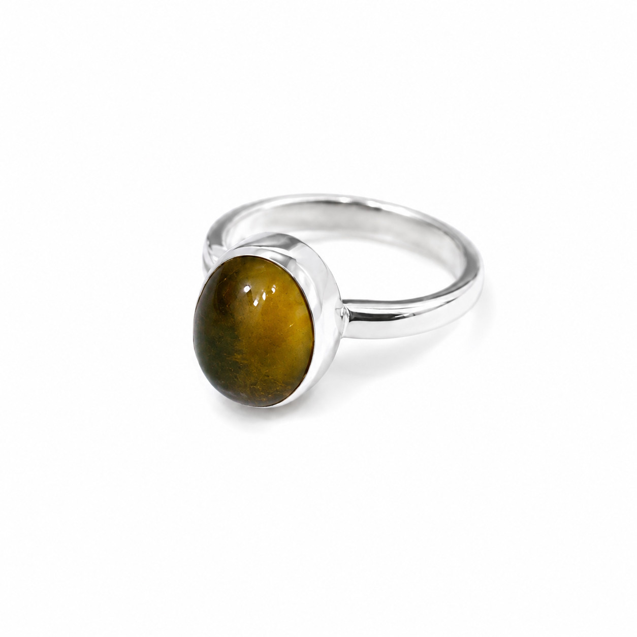 Fine Rare Yellow Amber 925 Sterling Silver Oval Ring US#6  free resize