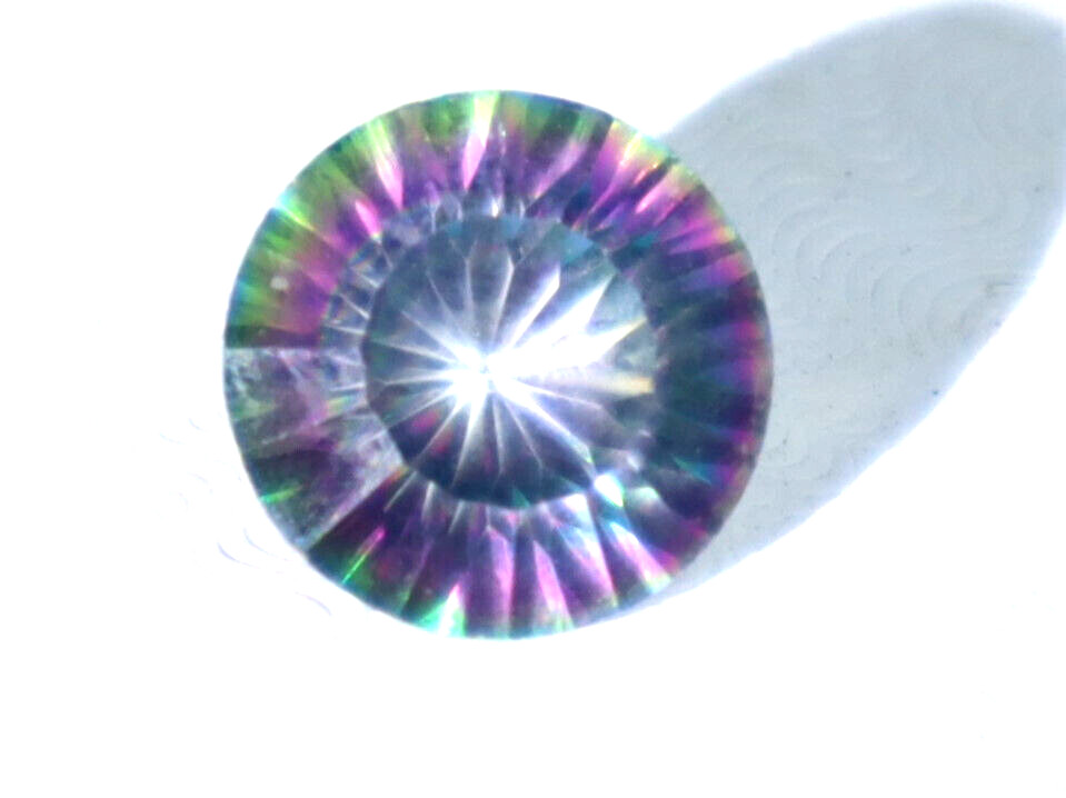 Impressive Faceted Clear Mystic Rainbow Topaz Round Stone 12mm 6CT