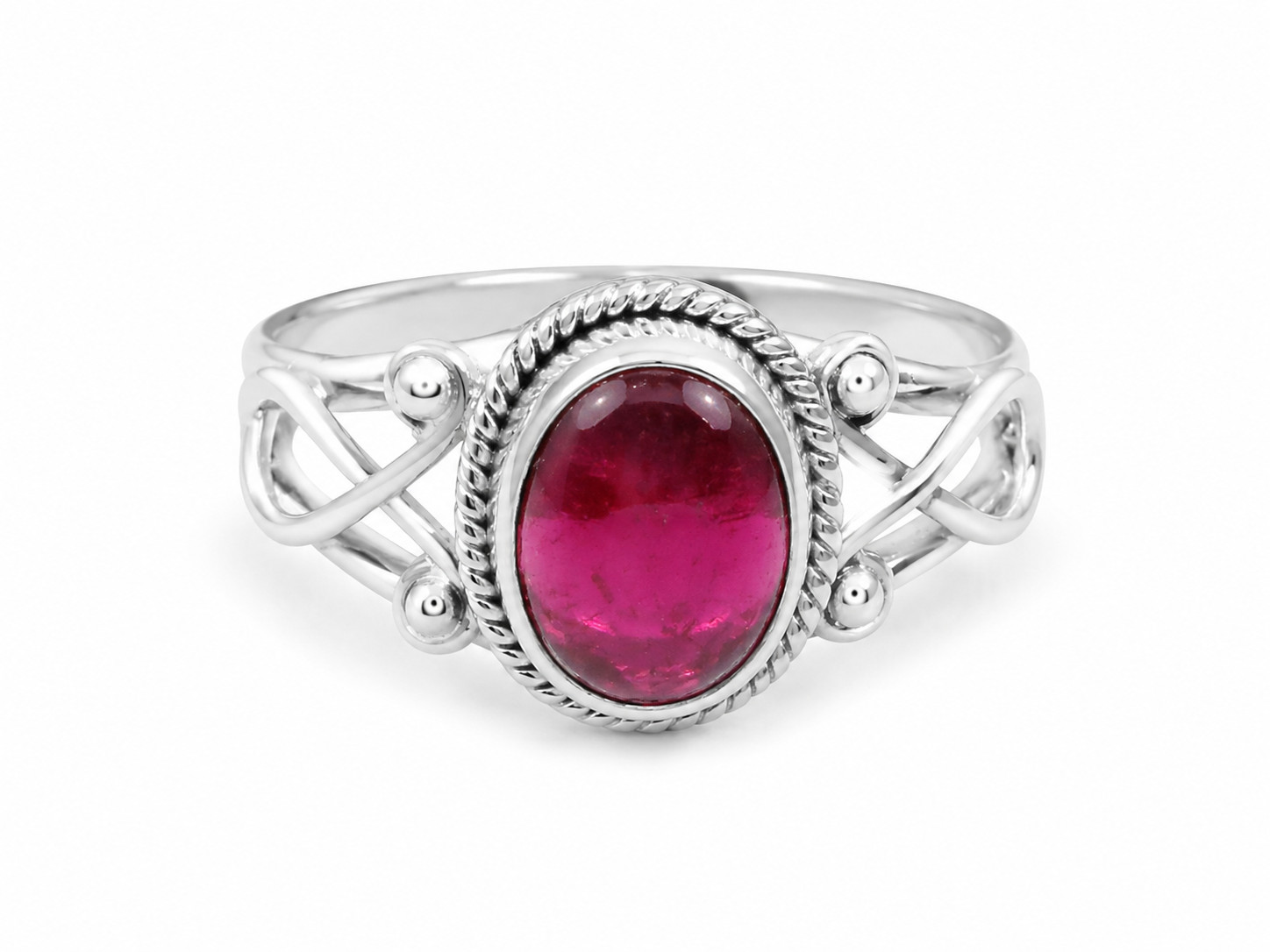 Finest Small Oval Red Spinel .925 Sterling Silver Ring #7
