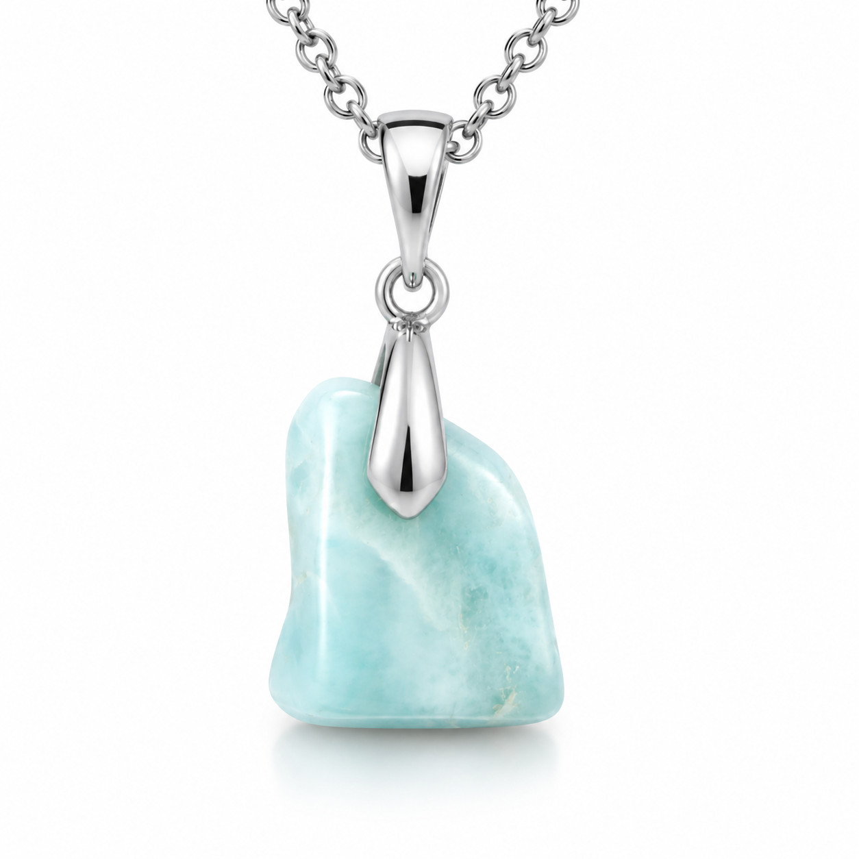 Lovely Natural Sky Blue Larimar .925 Sterling Silver Pendant 34mm