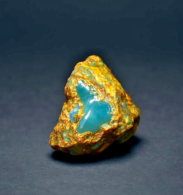 Unique Real Deep Blue Dominican Amber Rough Specimen Chunk 30.2mm 5.3g