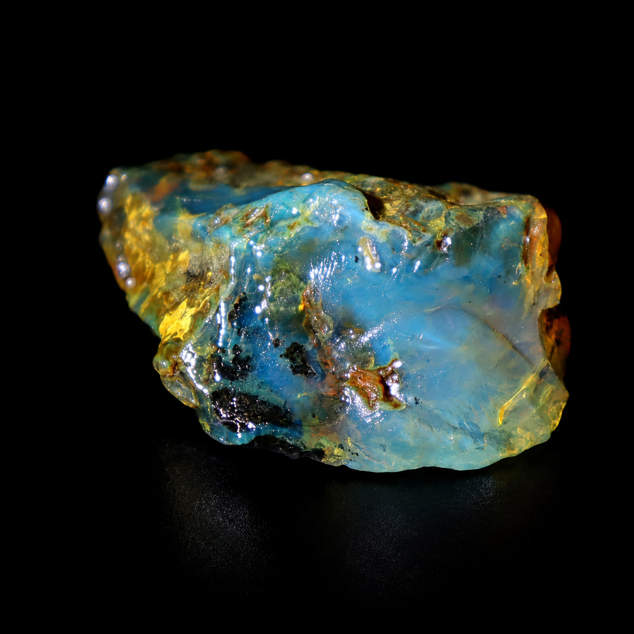 Polished Statement Green Blue Dominican Amber Rough Specimen Chunk 55mm 15.9g