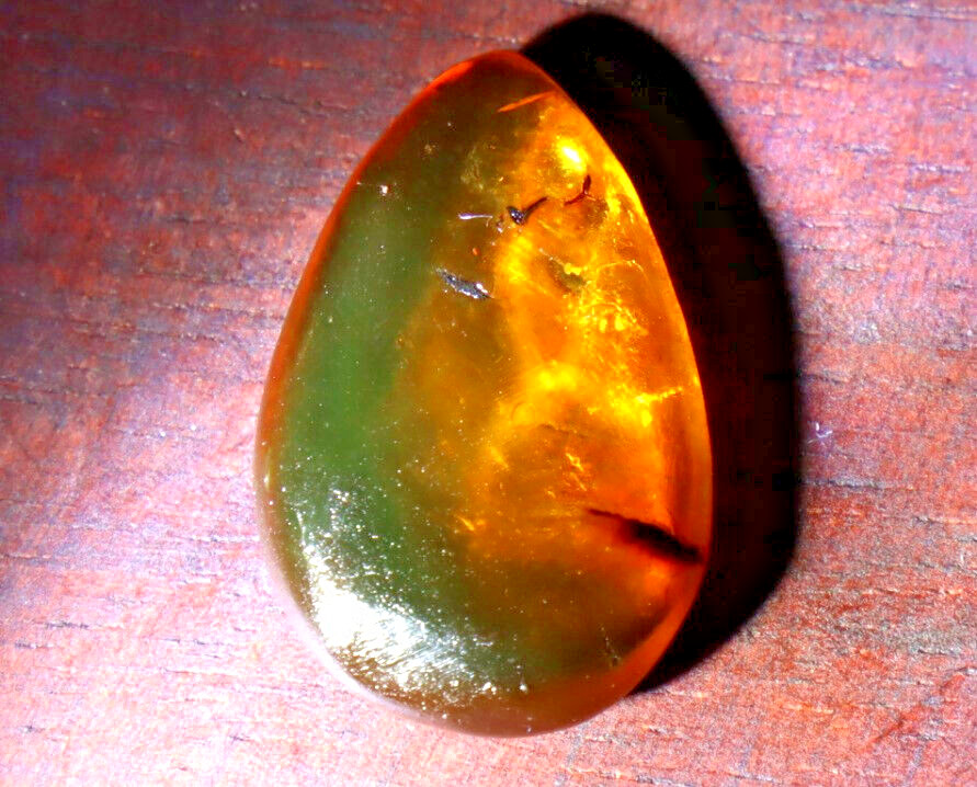 Lovely Natural Dominican Clear Green Orange Amber Polished Stone 25mm