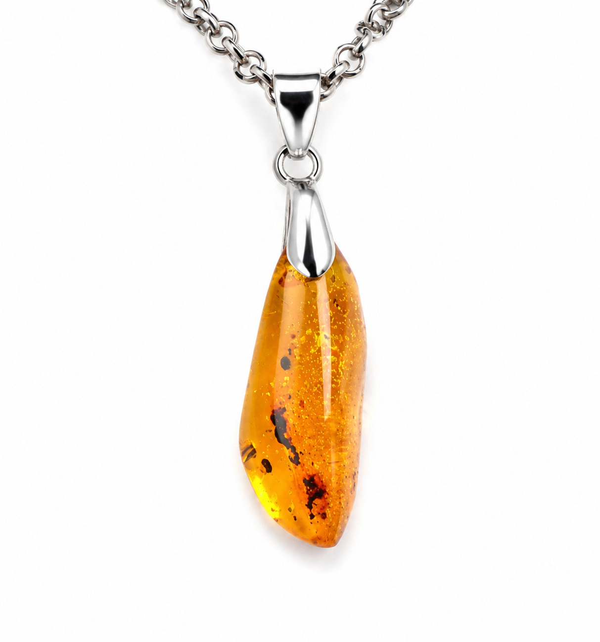 Beautiful Dominican Real Natural Clear Yellow Amber Pendant 34mm