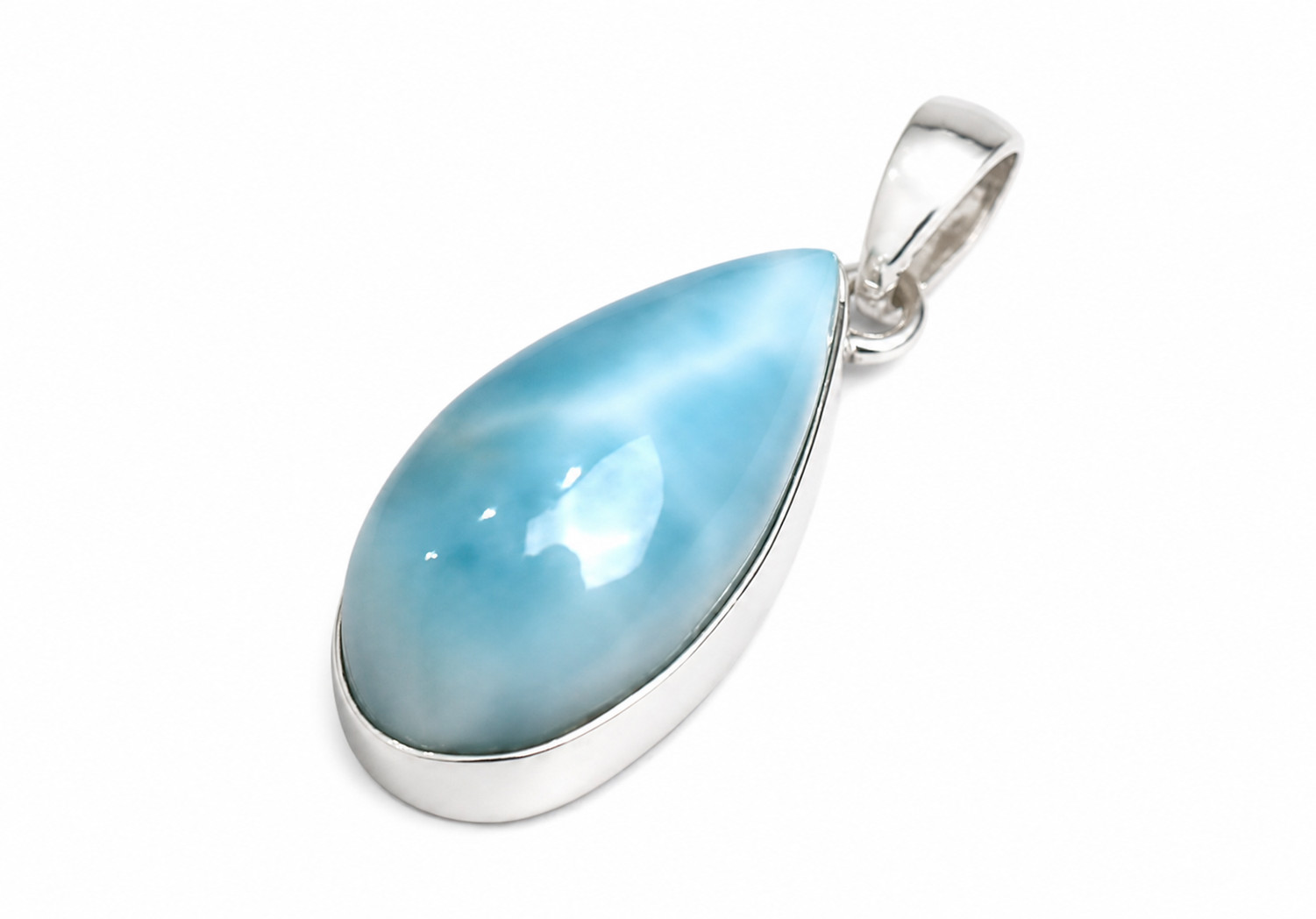Exquisite Natural Sky Blue Larimar .925 Sterling Silver Pendant 33mm