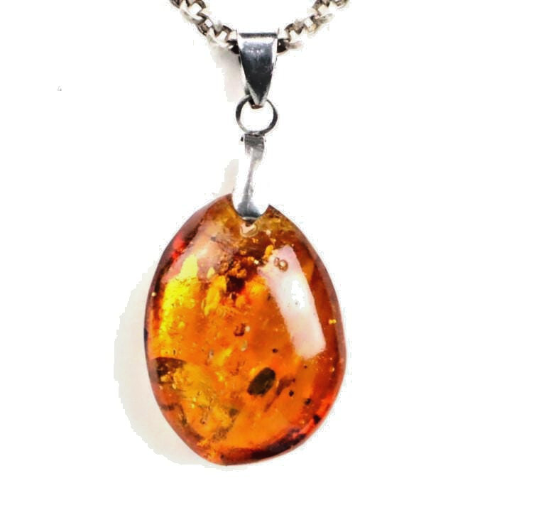 Natural Dominican Yellow Amber Pendant 33mm Clear Orange