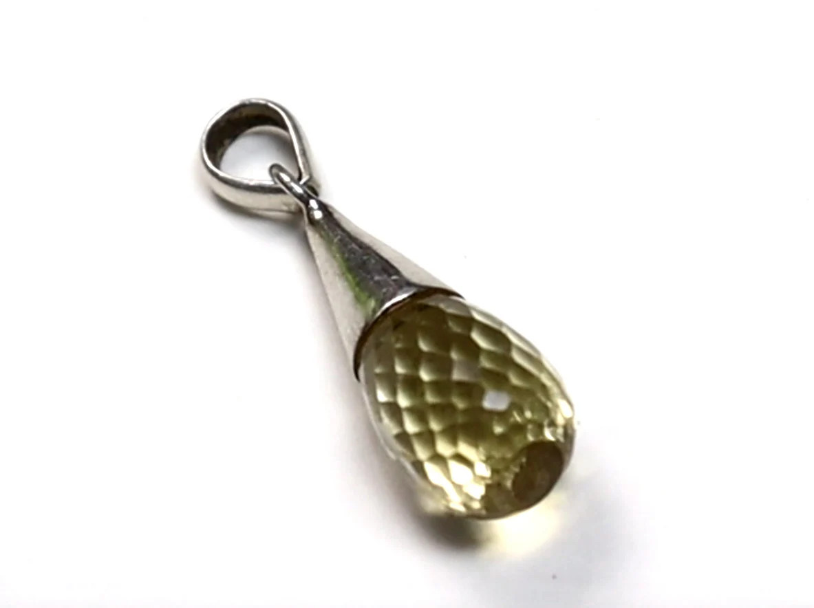 Exquisite handcrafted Clear Light Brown Quartz .925 Sterling Silver Pendant 42mm