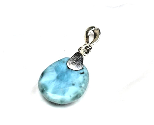 Charming Design Natural Sky Blue Larimar .925 Sterling Silver Pendant 36mm