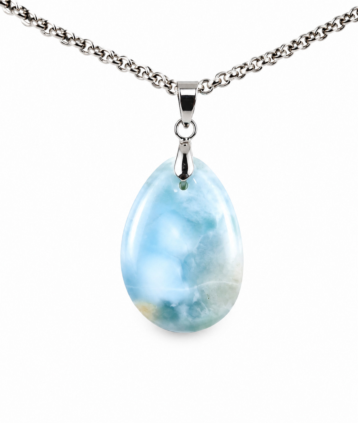 Charming Design Natural Sky Blue Larimar Pendant 38mm