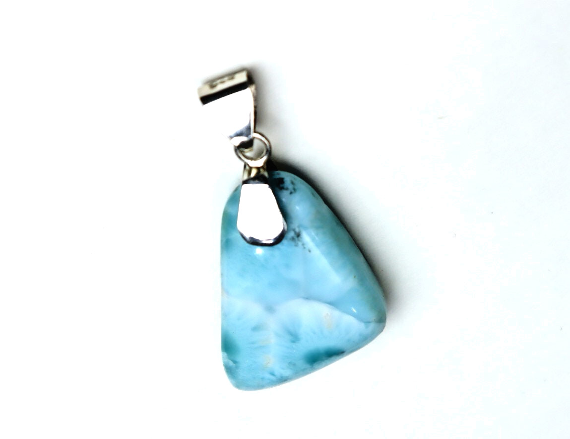 Finest Natural Sky Blue Larimar .925 Sterling Silver Pendant 49mm