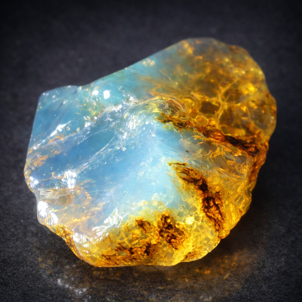 Finest Natural Dominican Crystal Clear Ocean Blue Amber Rough Specimen 48mm 10.5
