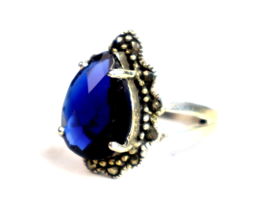 Finest Clear Deep Blue Topaz .925 Sterling Silver Ring #9.5