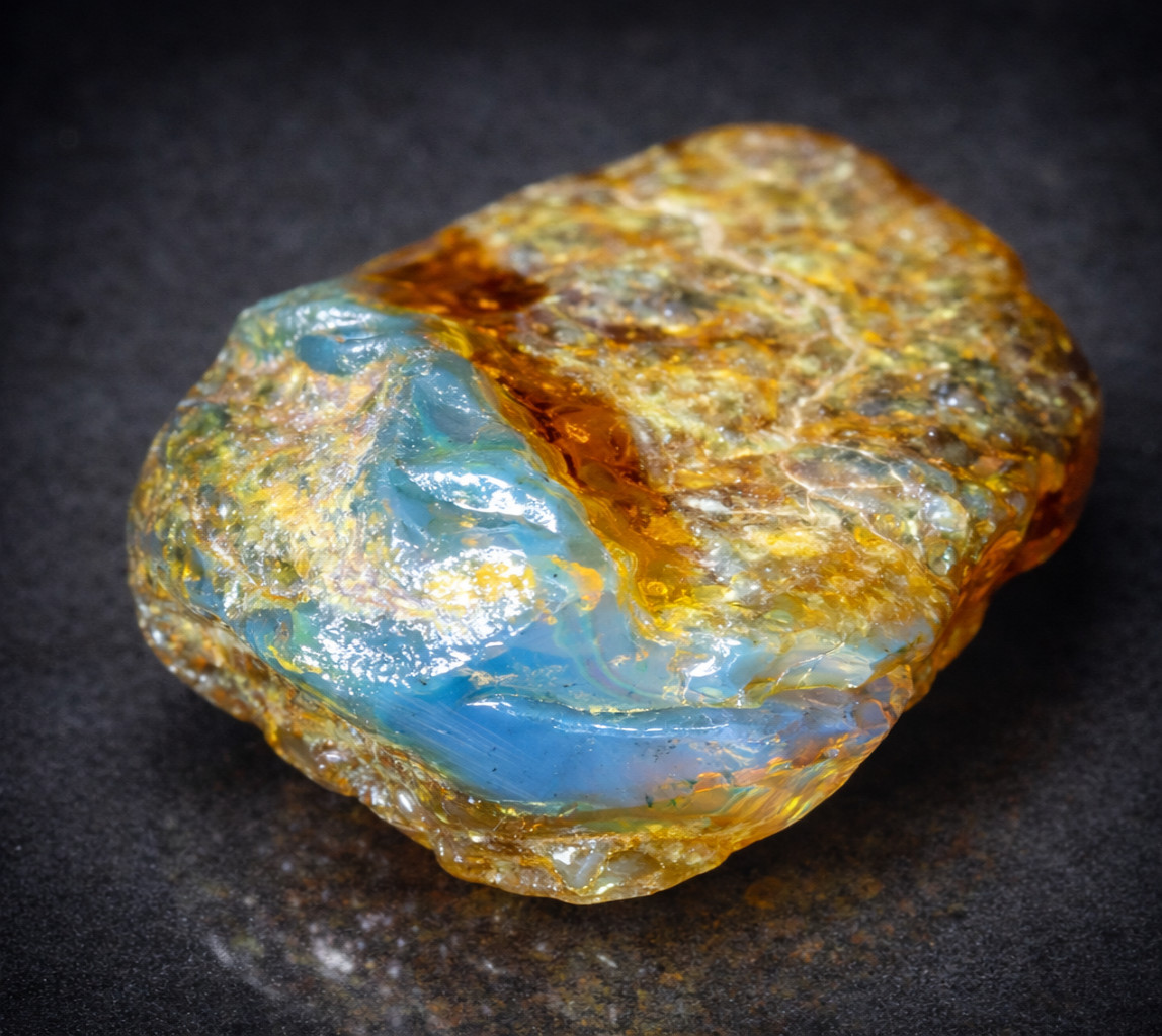 Impressive Natural Crystal Clear Sky Blue Yellow Amber Rough Specimen 54mm 24g