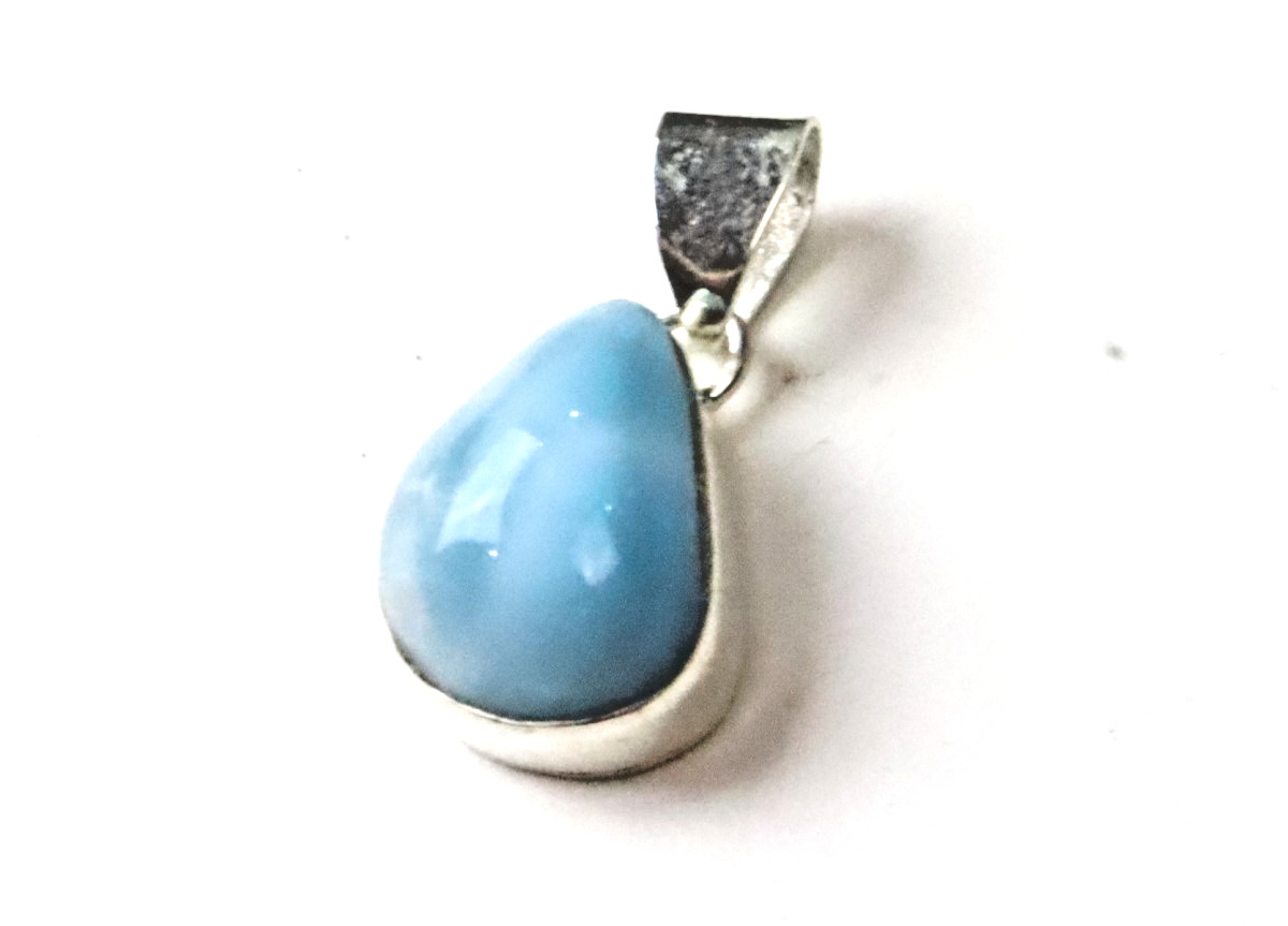 Exquisite Natural Volcanic Blue Larimar .925 Sterling Silver Pendant 26mm