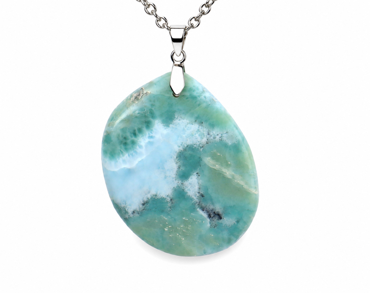 Hugh 2.5 inch Natural Dominican Green Blue Larimar Pendant 110CT