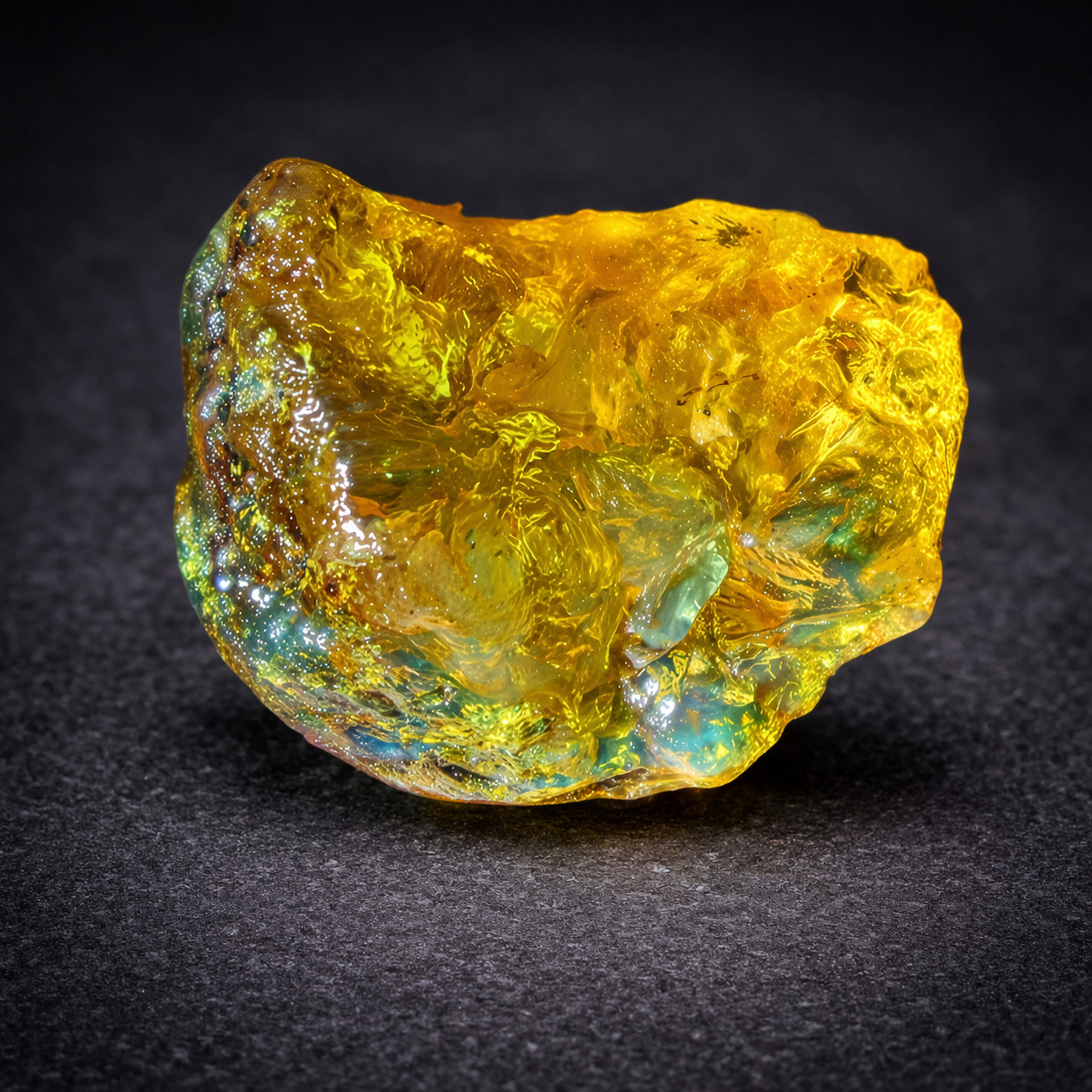 Lovely Natur, Dominican Crystal Clear Deep Yellow Amber Rough Specimen 34mm 11.8
